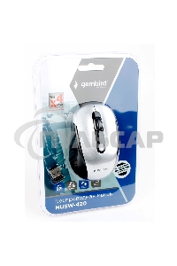 Мышь беспроводная Gembird MUSW-420-4 серебристый, 1600 dpi, радиоканал, USB, кнопки - 4
