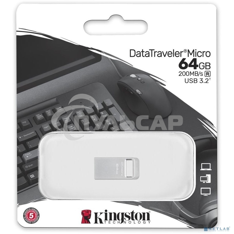 Флешка USB Kingston 64 Gb DataTraveler Micro DTMC3G2/64 Gb USB 3.0 серебристый
