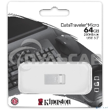 Флешка USB Kingston 64 Gb DataTraveler Micro DTMC3G2/64 Gb USB 3.0 серебристый
