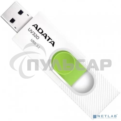 Флешка USB ADATA UV320 (AUV320-512G-RWHGN), 512Gb, USB 3.2 Gen1, R/W 100/30, белый/зеленый