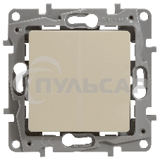 Выключатель 2-клавишный с подсветкой, на винтах, 10АХ, сл. кость