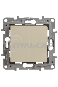 Выключатель 2-клавишный с подсветкой, на винтах, 10АХ, сл. кость
