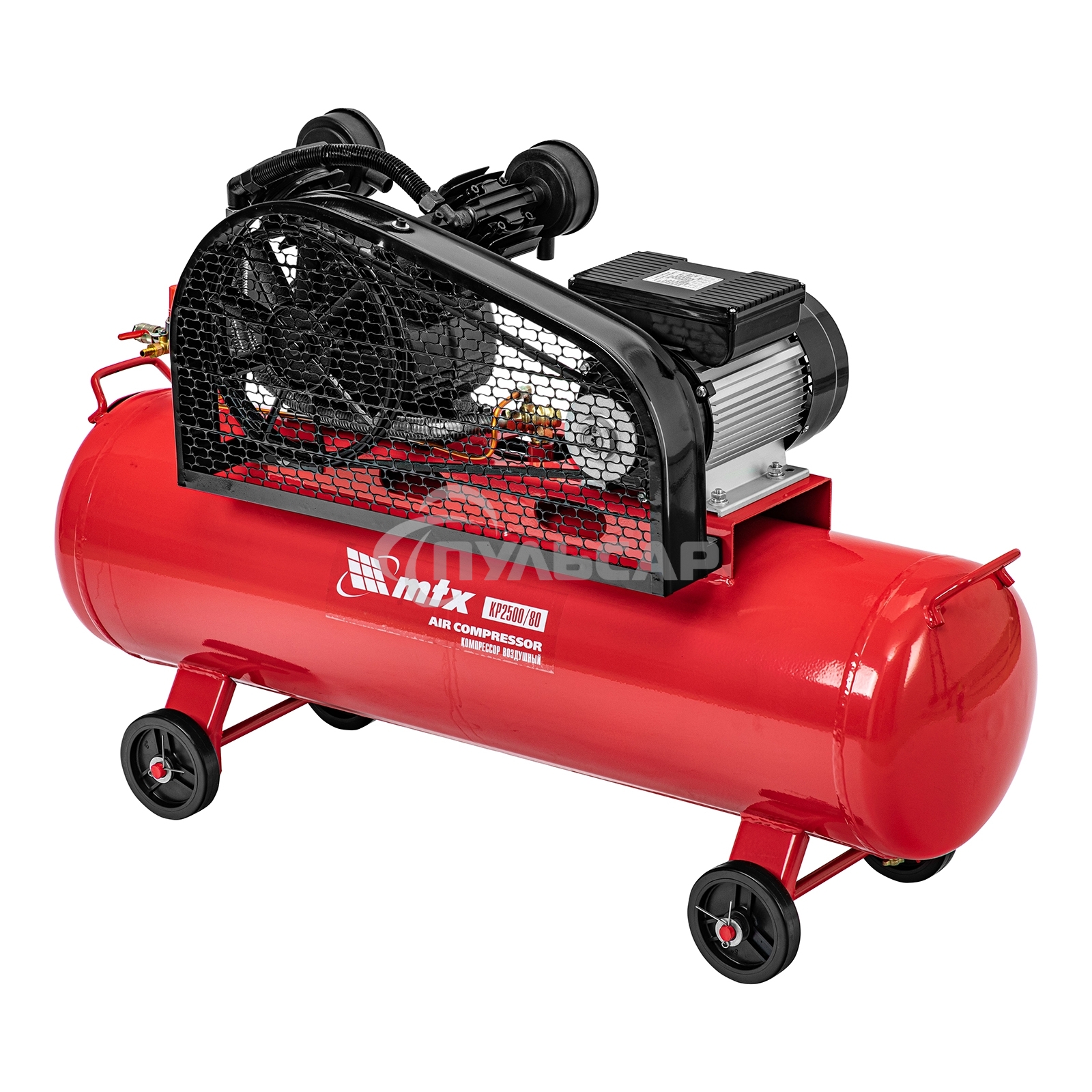 Компрессор воздушный рем. привод КР2500/80, 2,5 кВт, 80 литров, 420 л/мин МТХ