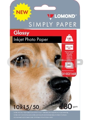 Бумага Lomond Simply 0102168 10x15/180г/м2/50л./белый CIE148% глянцевое для струйной печати