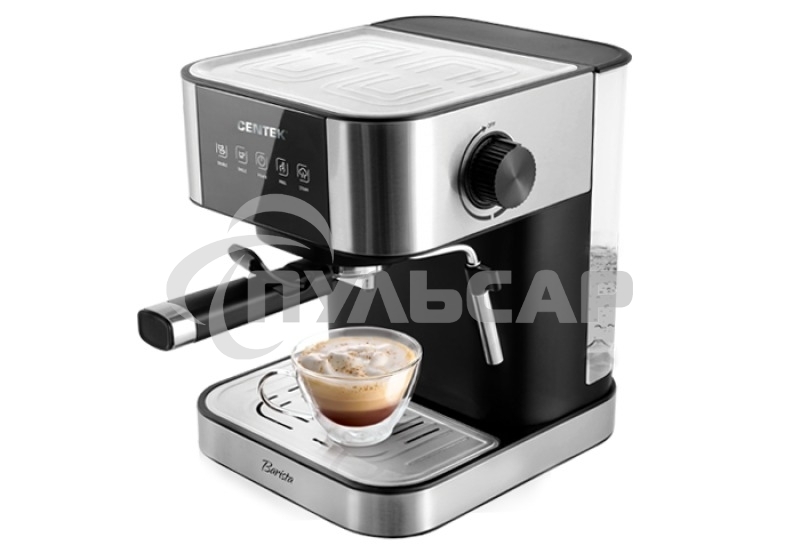 Кофеварка рожковая Centek CT-1164 серебристый, исп. кофе - молотый, 1.5 л, 1150 Вт, 15 бар