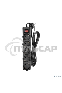 Сетевой фильтр CBR CSF 2505-3.0 Black CB, 5 евророзеток, длина кабеля 3 метра, цвет черный (коробка)