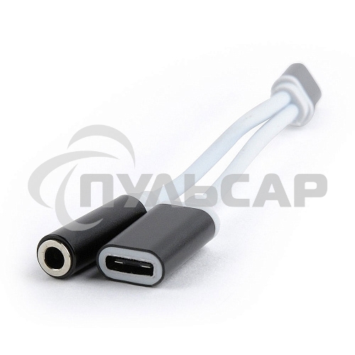 Переходник Cablexpert USB Type-C/Jack3.5 F+ Type-C F, черный, пакет (CCA-UC3.5F-02)