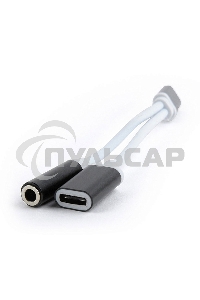 Переходник Cablexpert USB Type-C/Jack3.5 F+ Type-C F, черный, пакет (CCA-UC3.5F-02)