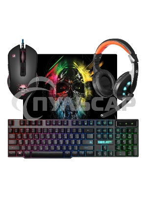 Игровой комплект Defender Гарнитура, мышь, клавиатура, ковер MKP-118