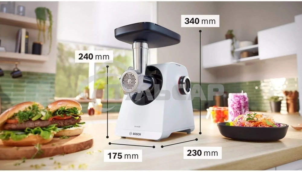 Мясорубка электрическая Bosch MFWS420W, 1900W, белый