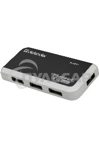Разветвитель USB Defender QUADRO INFIX USB2.0 - 4 порта, скор. - до 480 Мбит/с, + кабель USB 2.0 A(M) - MiniB (M) - 1м.