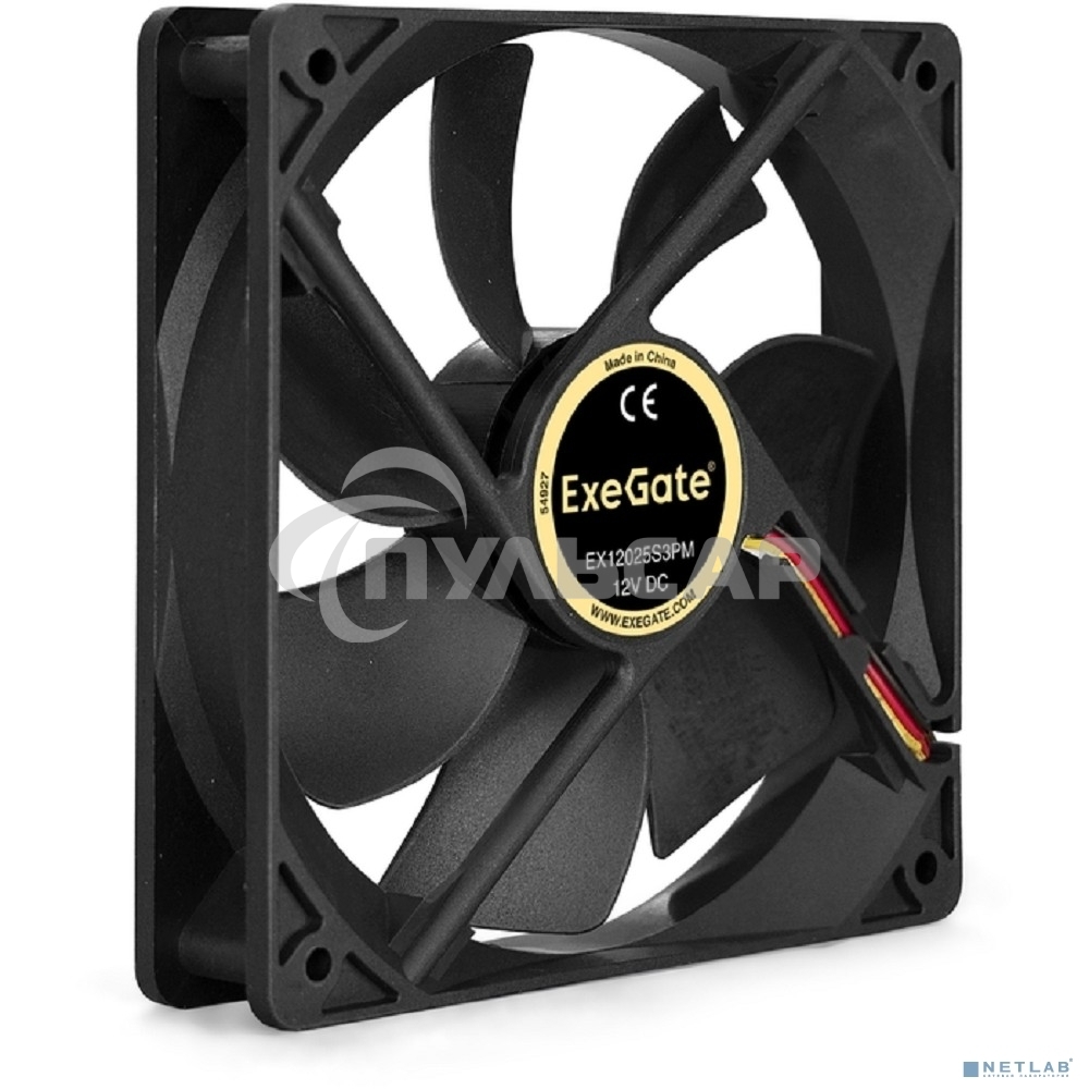 Вентилятор для корпуса ExeGate EX12025S3PM черный, 120 мм, 1500 об/мин, 24 дБ, 3 pin