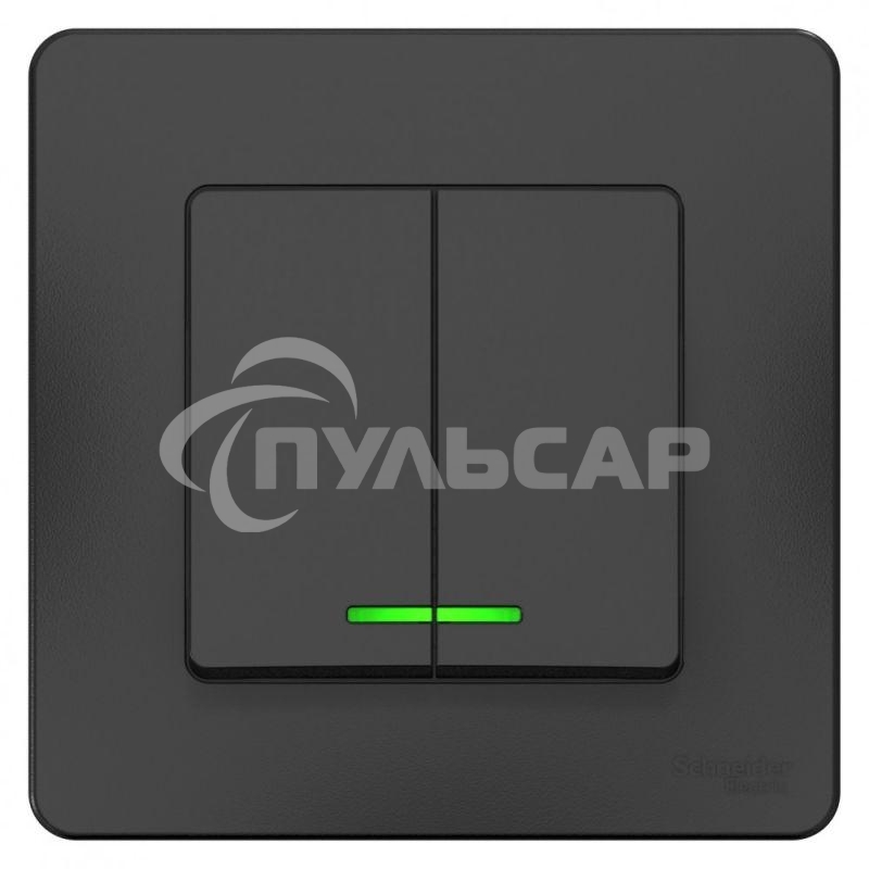 Выключатель 2-кл. СП BLANCA (сх.5) 10А 250В с подсветкой антрацит SchE BLNVS010516