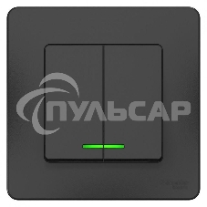 Выключатель 2-кл. СП BLANCA (сх.5) 10А 250В с подсветкой антрацит SchE BLNVS010516