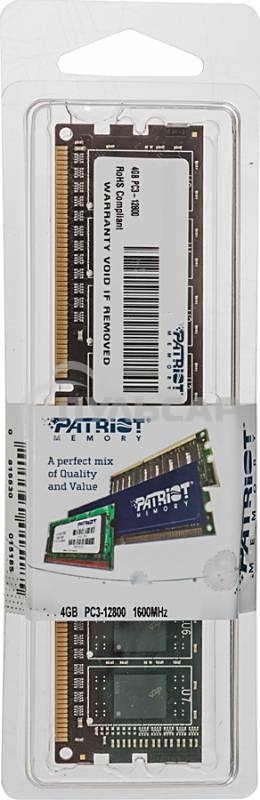 Оперативная память Patriot, DDR3, 4Gb (1x4 Gb), 1600 MHz, CL11, DIMM
