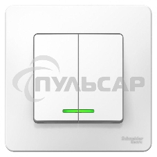 Выключатель 2-кл. СП BLANCA (сх.5) 10А 250В с подсветкой белый SchE BLNVS010511