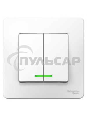 Выключатель 2-кл. СП BLANCA (сх.5) 10А 250В с подсветкой белый SchE BLNVS010511