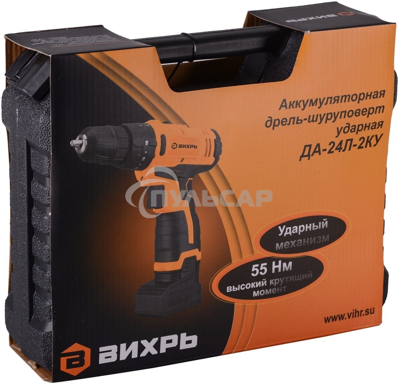 Дрель-шуруповерт Вихрь ДА-24Л-2кУ 72/14/19, Аккумуляторная, 24В, 2 АКБ, Ударная