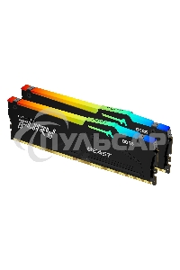 Оперативная память Kingston Fury Beast, DDR5, 16Gb (2x8Gb), 5600MHz, CL40, DIMM, с радиаторами, RGB, черный