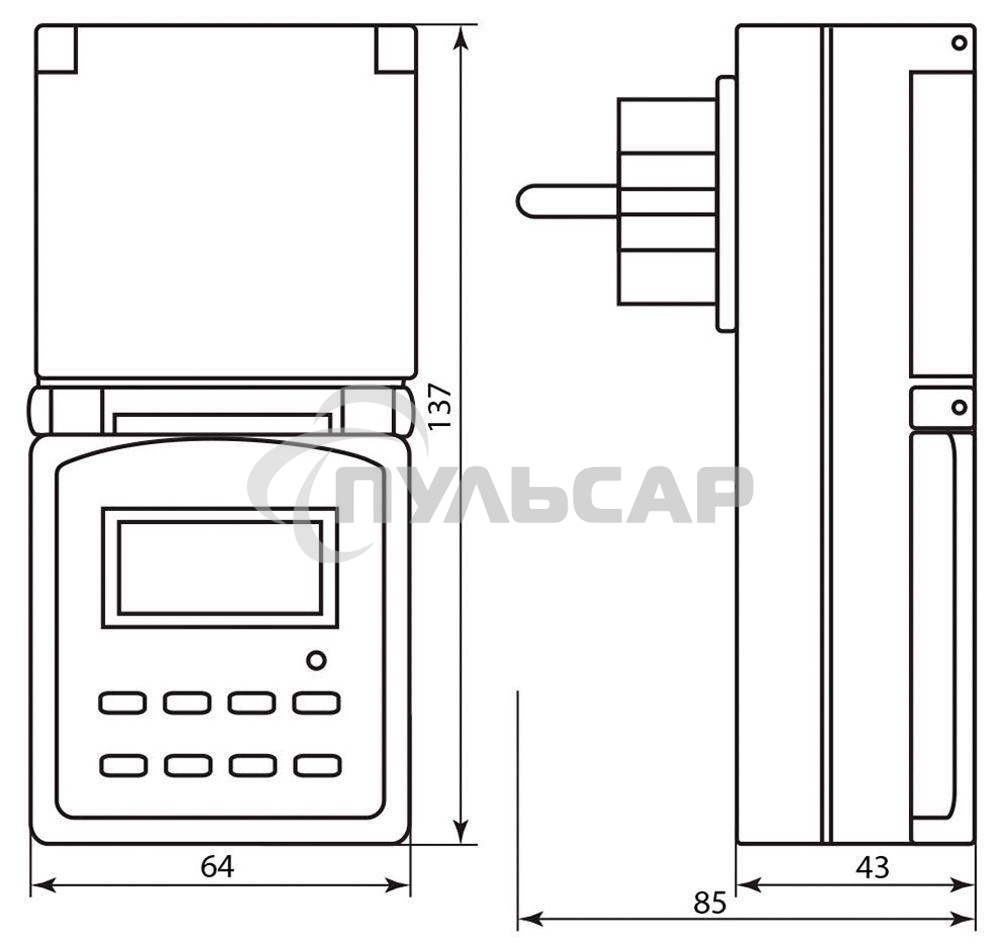 Розетка с таймером FERON (недельная) в защитном корпусе IP 44 3500W/16A 230V, 61926(TM23)