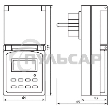Розетка с таймером FERON (недельная) в защитном корпусе IP 44 3500W/16A 230V, 61926(TM23)