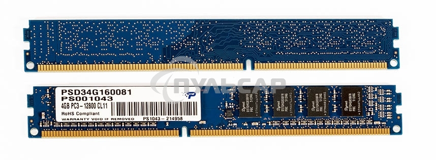Оперативная память Patriot, DDR3, 4Gb (1x4 Gb), 1600 MHz, CL11, DIMM