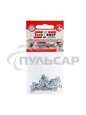 Гайка шестигранная М4 цинк. DIN 934 (уп. 50 шт) пакет Tech-Krep 103023