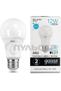 Лампа светодиодная Gauss 23222 LED Elementary A60 12W E27 1150lm 4100K 1/10/50 0