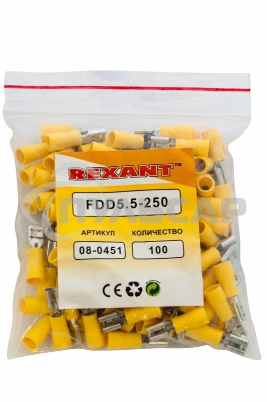 Клемма плоская изолированная гнездо 7.4 мм 4-6 мм² (РПи-м 6.0-(6.3)/РПИм 5,5-6) Rexant