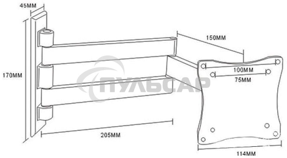Кронштейн ARM Media LCD-7101 белый для LCD/LED ТВ 10