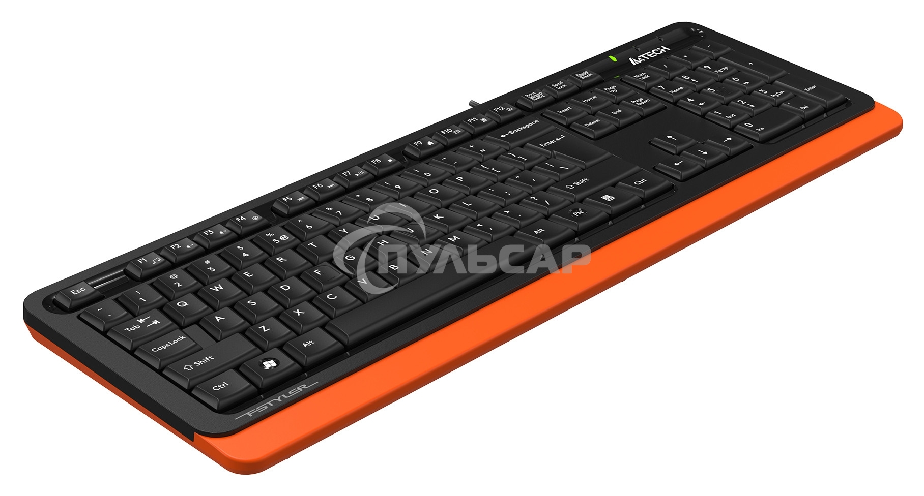 Клавиатура проводная A4Tech Fstyler FKS10, USB, черный/оранжевый