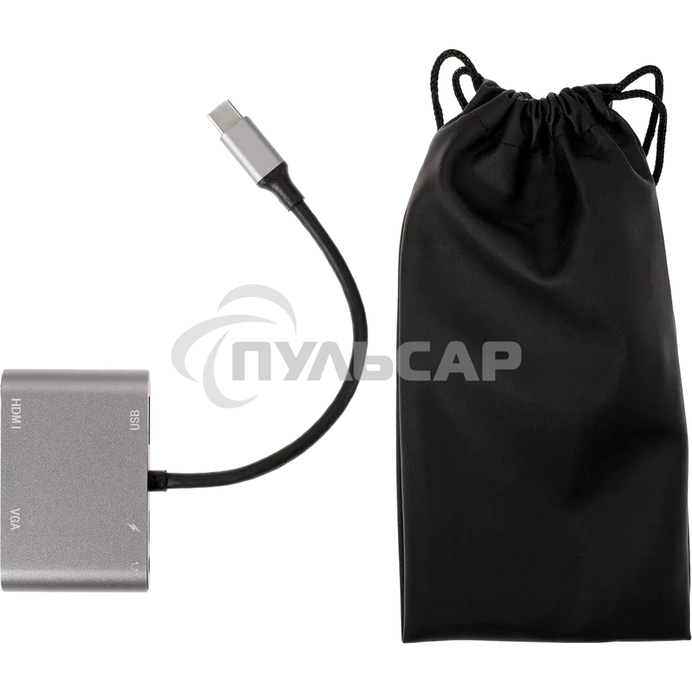 Адаптер USB Type-Cm-->VGA, HDMI 4k*30Hz, USB3.0, PD, Audio,iOpen (Aopen/Qust/VCOM)