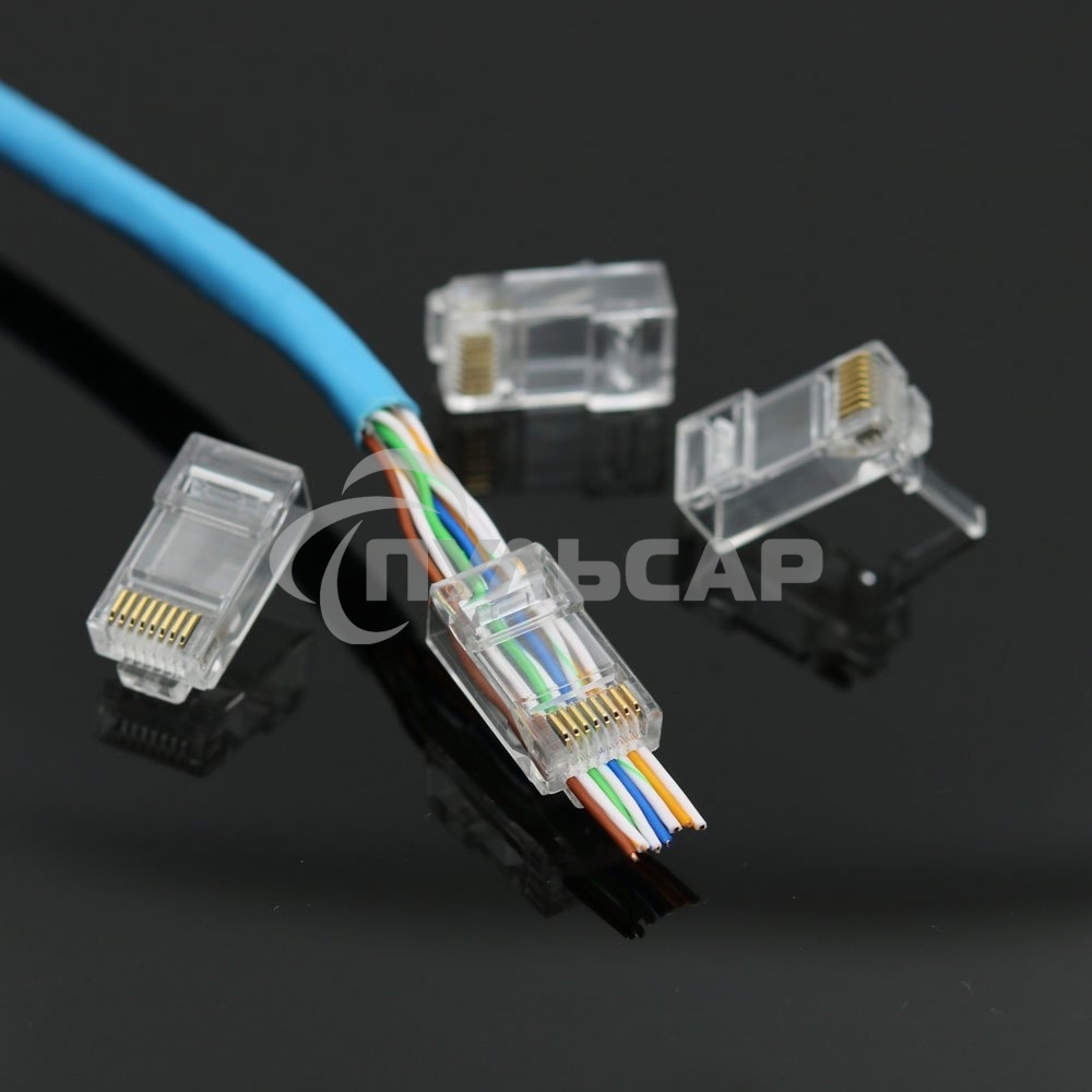 Вилка RJ-45 (8P8C) LC-PTU-01/100 универсальная. кат.5e. со сквозным отверстием(100 шт.)