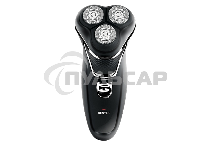 Электробритва Centek CT-2176 черный/хром ротор, 3 плавающие головки, аккумулятор + работа от сети, триммер