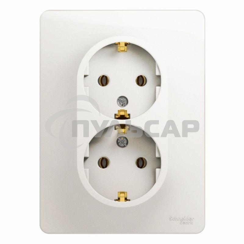 Розетка 2-м Glossa 16А с заземл. в сборе перламутр SchE GSL000624