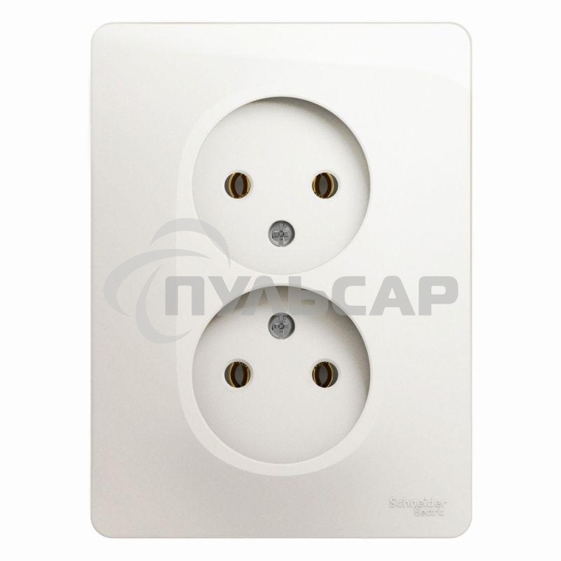 Розетка 2-м СП Glossa 16А IP20 без заземл. в сборе перламутр SchE GSL000620