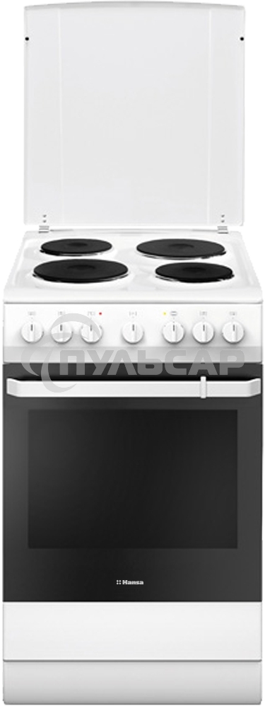 Плита электрическая Hansa FCEW54109 белый, конфорок 4 шт, духовка 65 л, 50 см x 85 см x 60 см