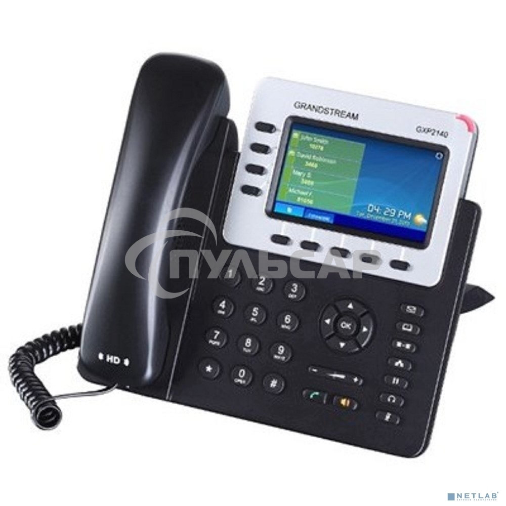 Телефон Grandstream GXP-2140, VoIP 2 Порта Ethernet 10/100/1000, 4 SIP линий, цветной TFT дисплей 480x272, HD Audio