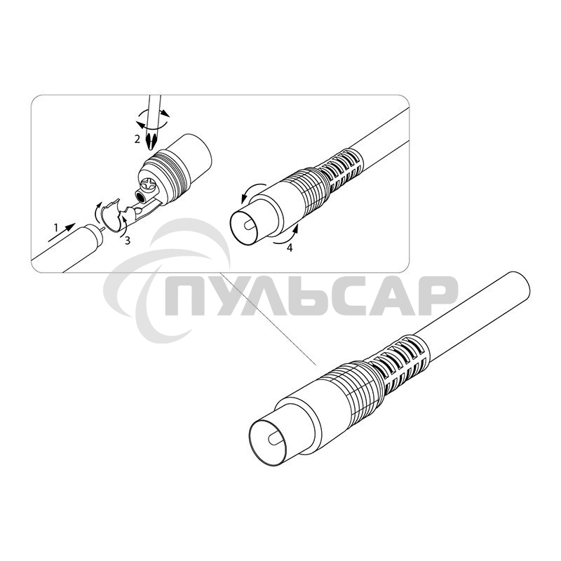 Разъем штекер TV без пайки черный PROCONNECT