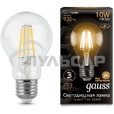 Лампа светодиодная Gauss Filament A60 E27 10Вт 2700К