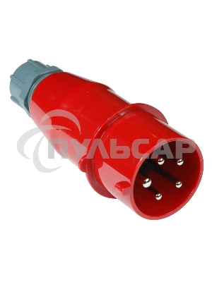 Вилка Lanmaster LAN-IEC-309-32A3P/M трехфазная папа 32A 380V разборная красная