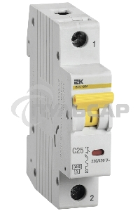 Выключатель автоматический однополюсный ВА47-60M 1Р 25А 6кА С MVA31-1-025-C IEK