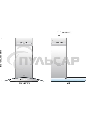 Вытяжка каминная Elikor Аметист 60П-430-К3Д черный/тонир, 60 см, 430 куб. м/ч, 54 дБ