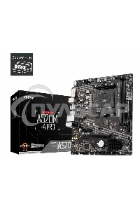 Материнская плата MSI A520M-A PRO, AM4, AMD A520, 2xDDR4, 4xSATA, 1xM.2, 1xPCIe 3.0 x16, 1xDVI-D, 1xHDMI, 1x 1Gb LAN, 2xUSB 2.0, 4xUSB 3.2 Gen 1, 3x3.5 мм, 7.1, mATX
