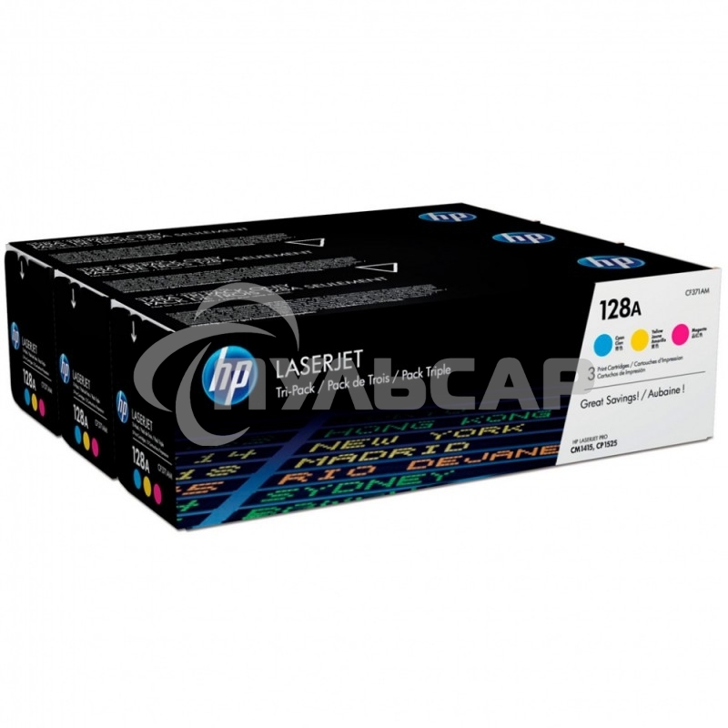 Картридж лазерный комплект HP CF371AM голубой/пурпурный/желтый для LaserJet PRO CP1525N/CP1525NW (3 х 1300)