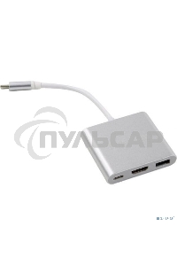Кабель-концентратор Telecom USB3.1 TypeCm -->HDMI+USB3.0 +PD charging 4K@30Hz <TUC010>