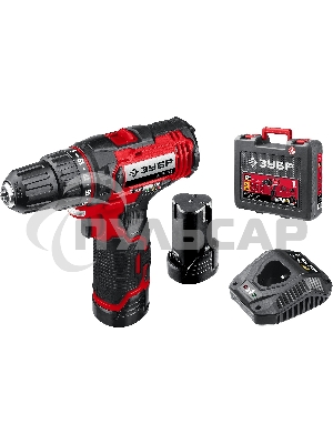Дрель-шуруповерт ЗУБР ДШЛ-125-22, Аккумуляторная, 12В, 2 АКБ, Кейс