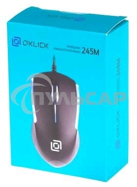 Мышь проводная Oklick 245M черный, 1000 dpi, USB, кнопки - 3