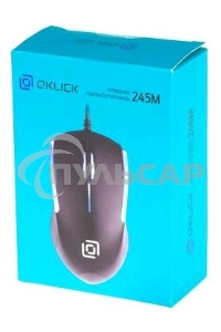 Мышь проводная Oklick 245M черный, 1000 dpi, USB, кнопки - 3