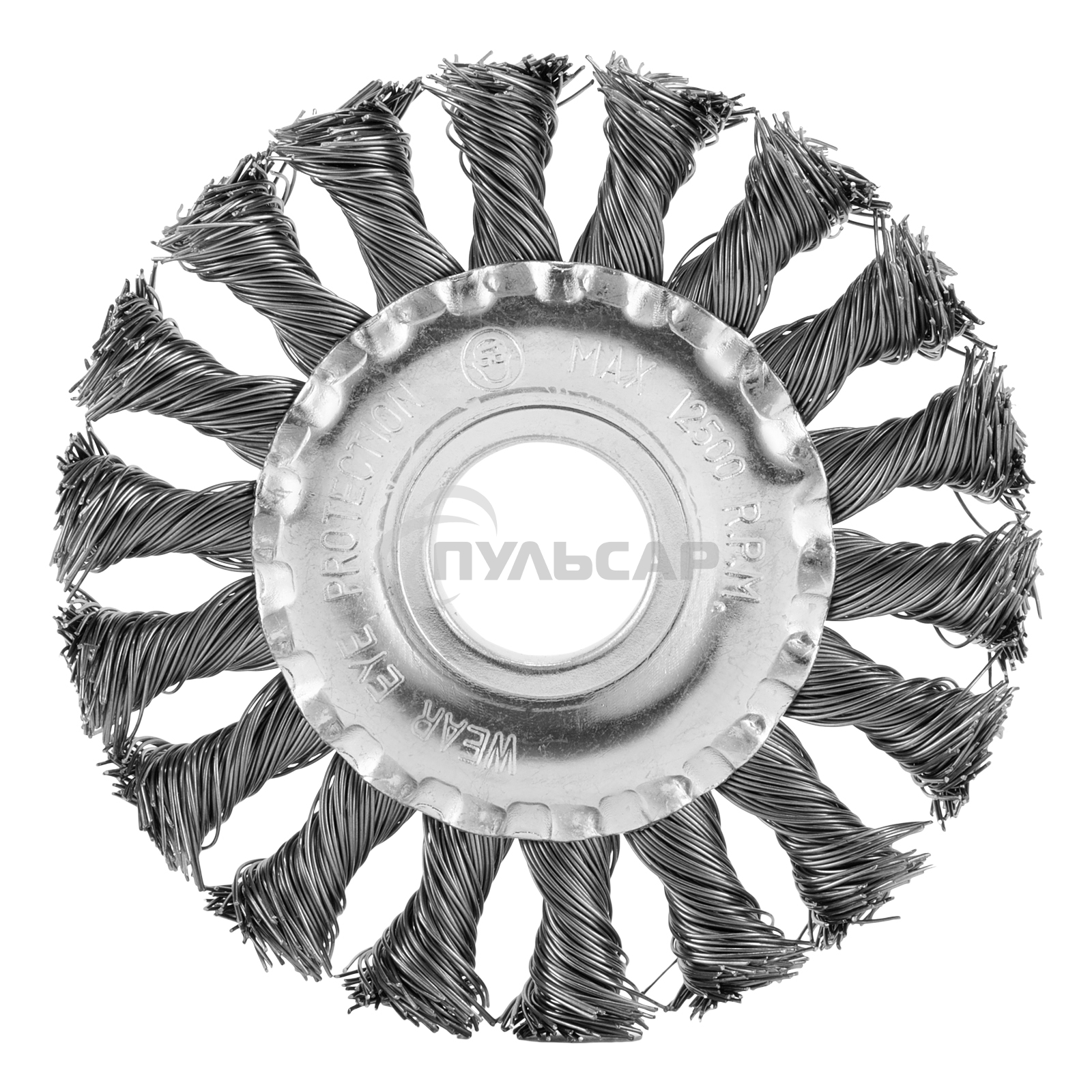 Щетка для УШМ Сибртех 100 мм, посадка 22,2 мм, Плоская, крученая проволока 0,5 мм 746307